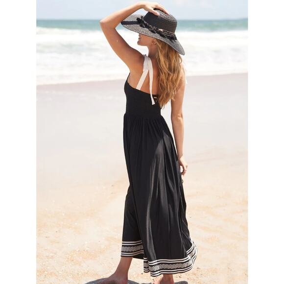 NEW Cabana Life Sanibel Embroidered Midi Maxi Dress Large Black Smocked Vacay - Picture 4 of 12